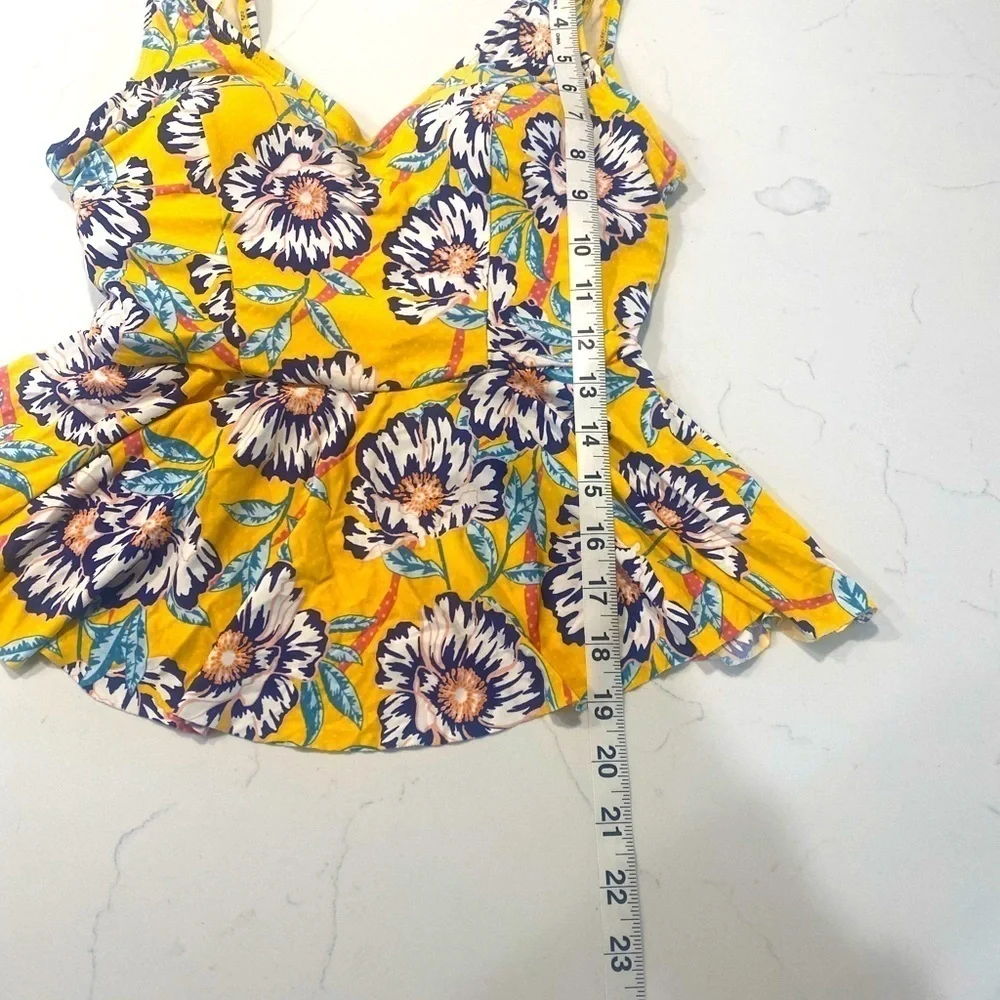 Sea Angel Yellow Floral Peplum Tankini Top Sz XS - Picture 6 of 6